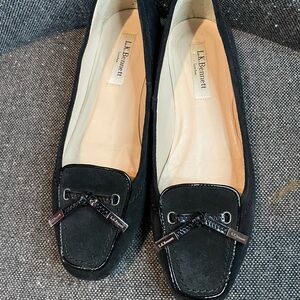 LK Bennett Black Suede Flats with Bow